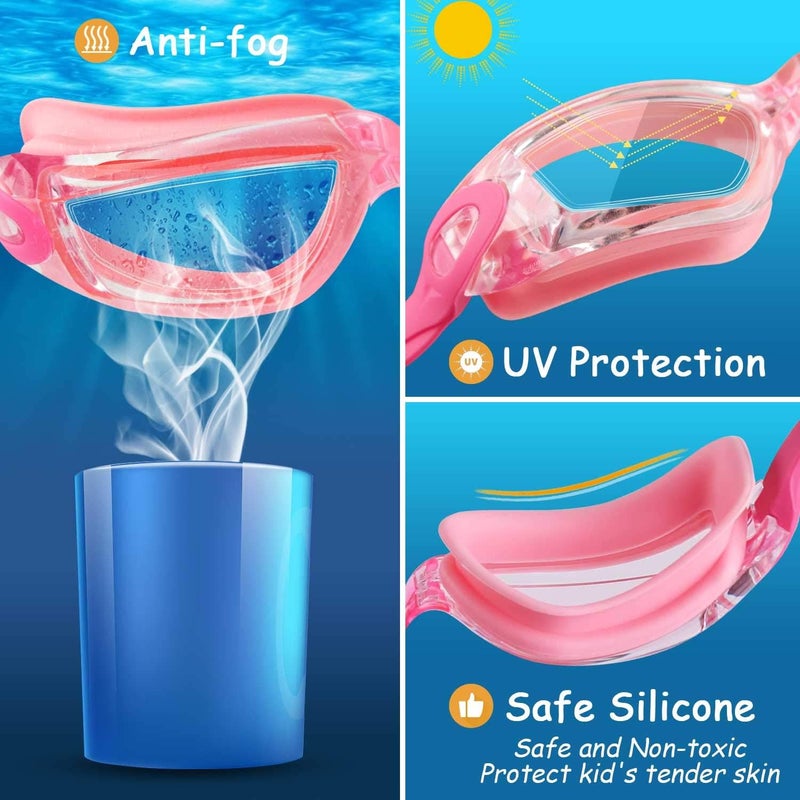 COOLOO Kids Swim Goggles, 2 Packs Swimming Goggles for Kids Girls Boys and Child Age 4-16 - Image 3